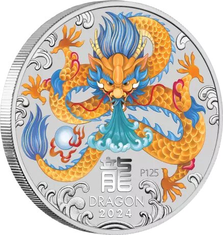 Moneda Argint: 1 oz Lunar III Dragon 2024 Coloured