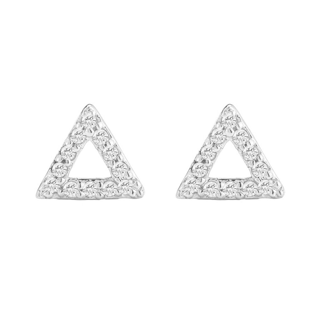 Cercei Argint Triunghi cu Pietre Zirconia