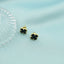 Cercei Argint Placat cu Aur Floare cu Onix - SORELLY