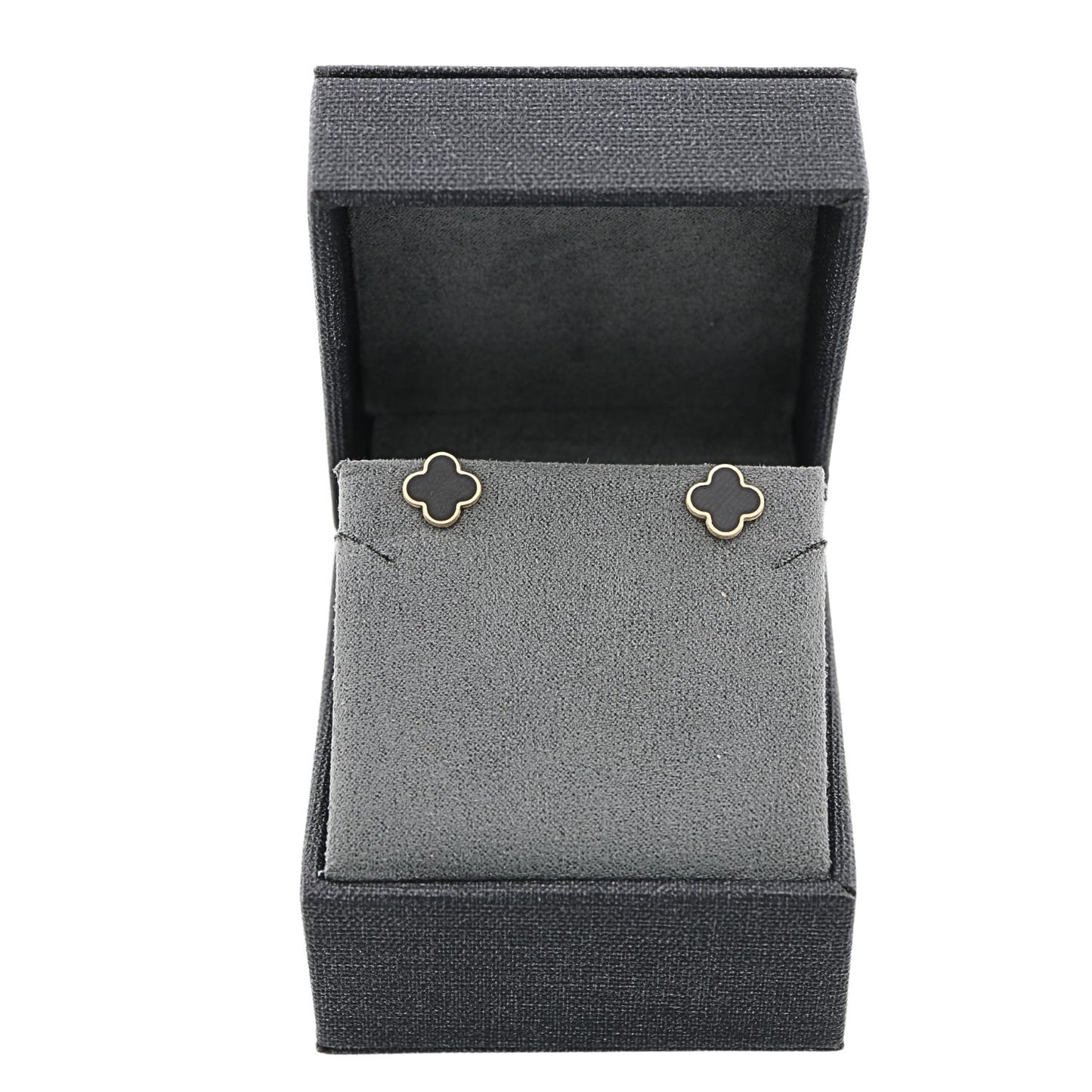 Cercei Aur 14k Floare cu Onix - SORELLY