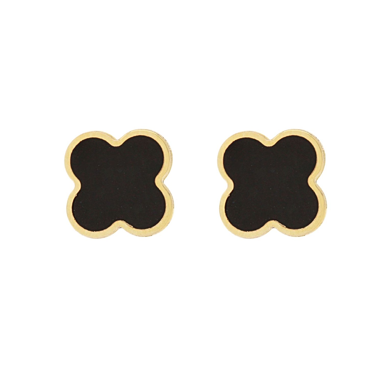 Cercei Aur 14k Floare cu Onix - SORELLY