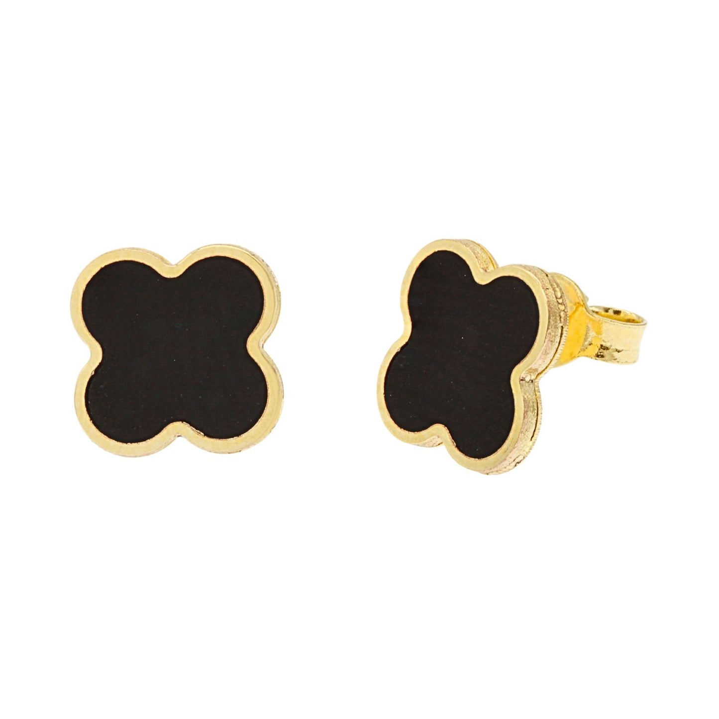 Cercei Aur 14k Floare cu Onix - SORELLY