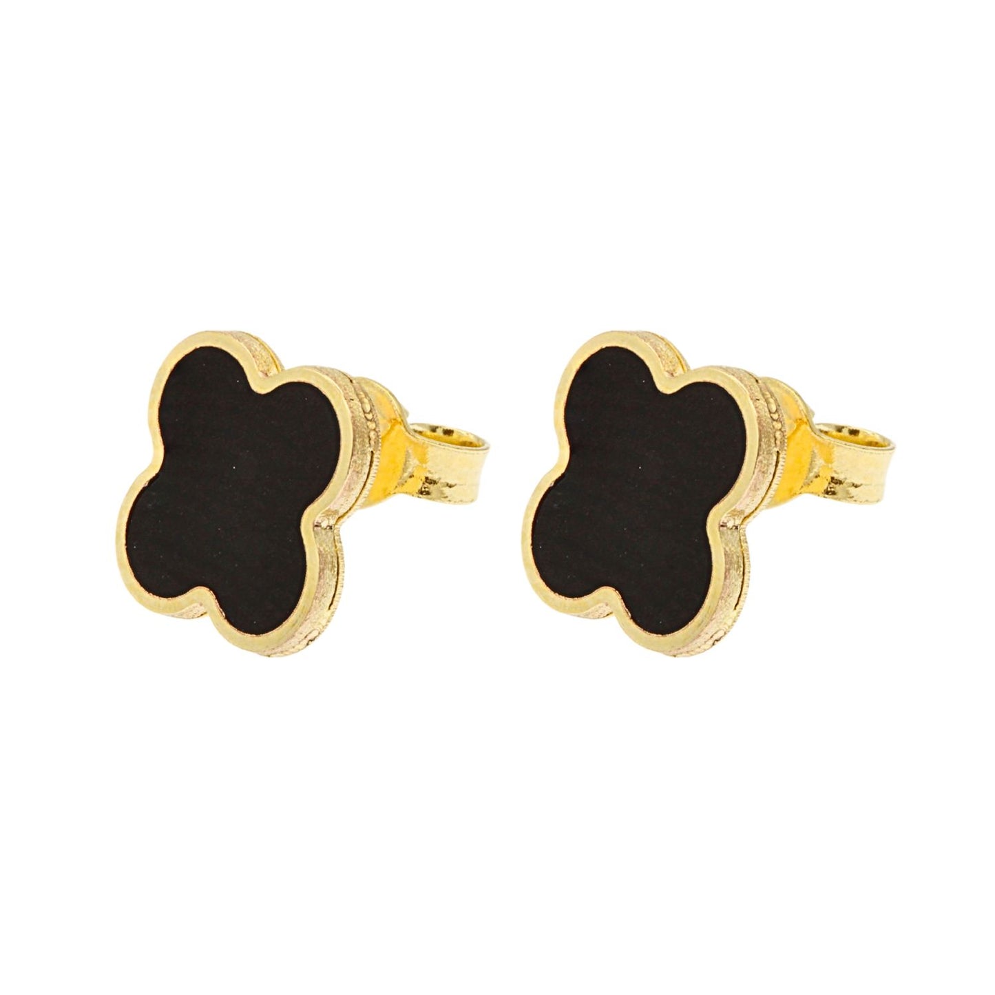 Cercei Aur 14k Floare cu Onix - SORELLY
