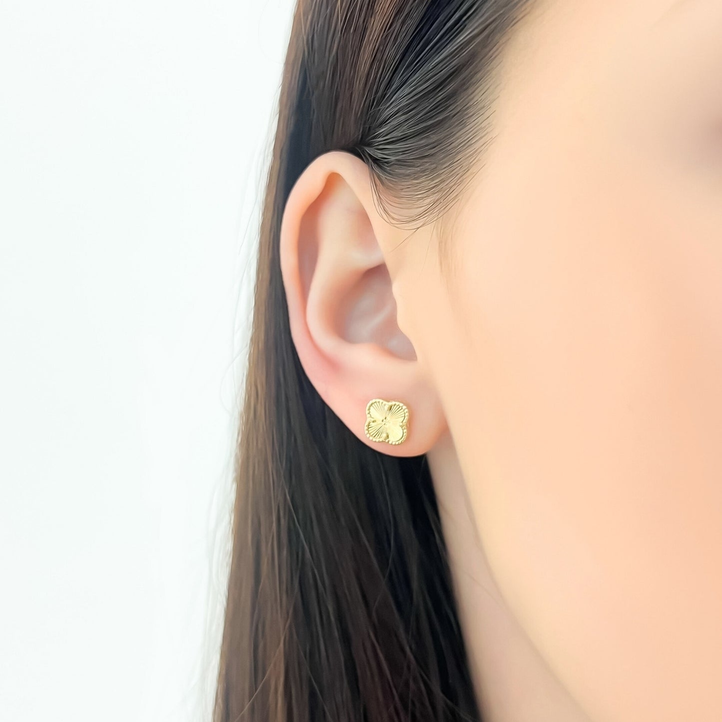 Cercei Aur 14k Floare cu Striatii