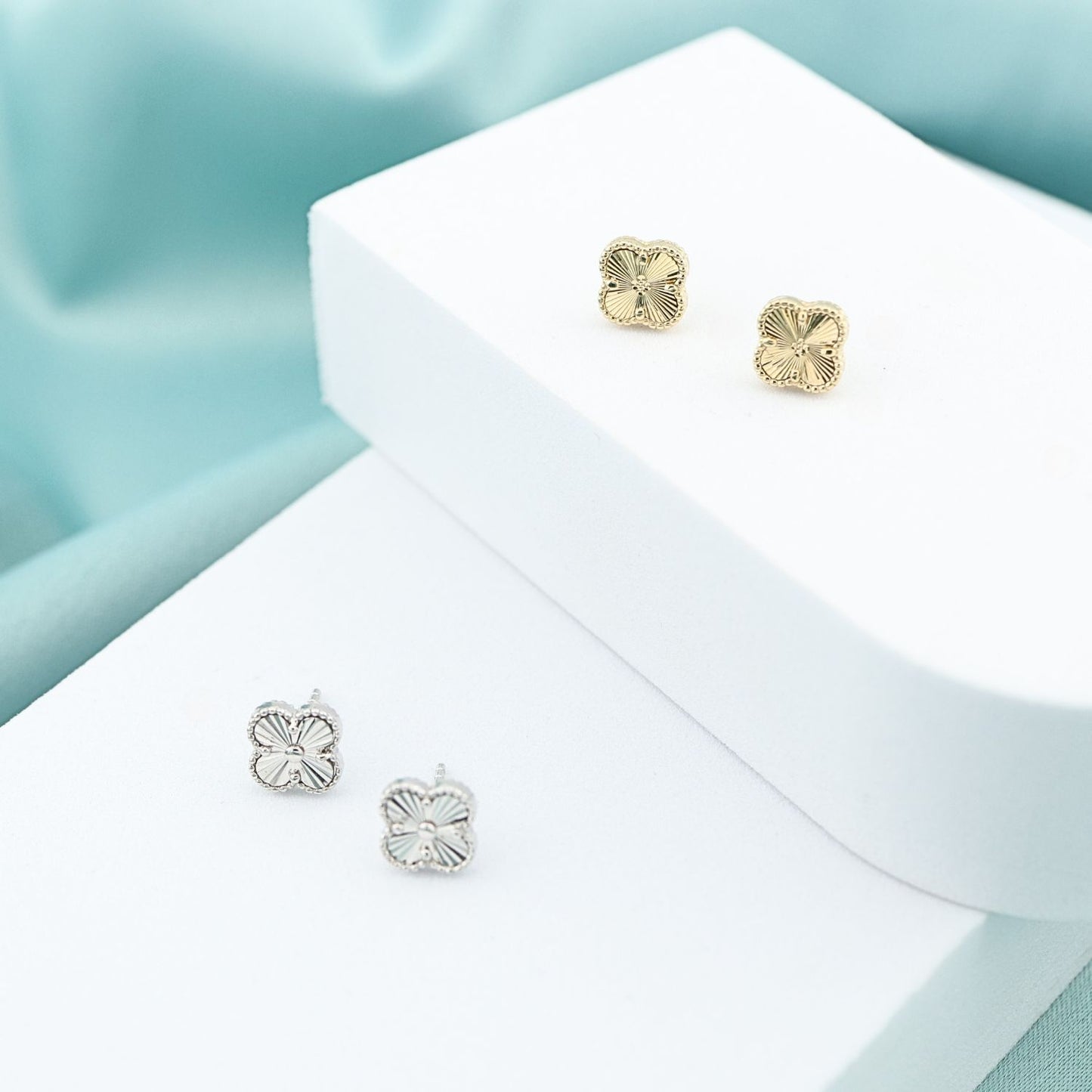 Cercei Aur 14k Floare cu Striatii - SORELLY