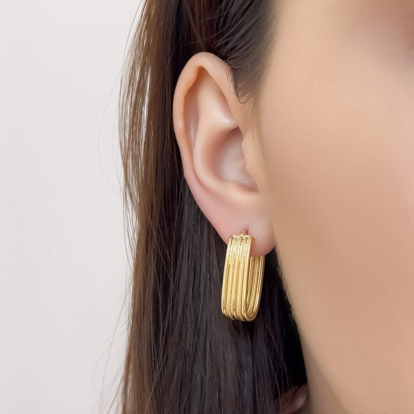 Cercei Aur 14K Ovali Texturati