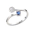 Inel Aur 14k Alb cu Safir 0.150ct si Diamante 0.0350ct