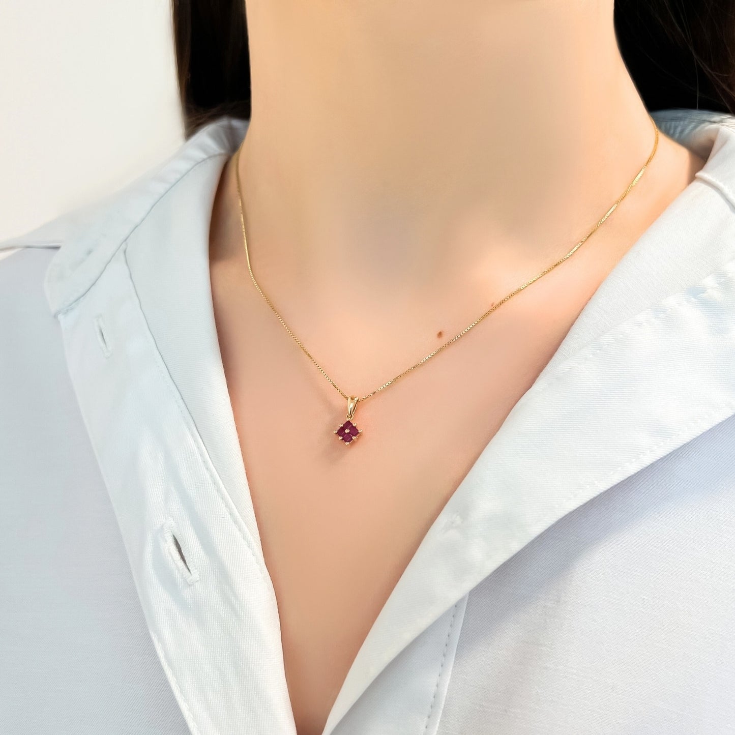 Pandantiv Aur Roz 14k cu Rubin 0.264ct