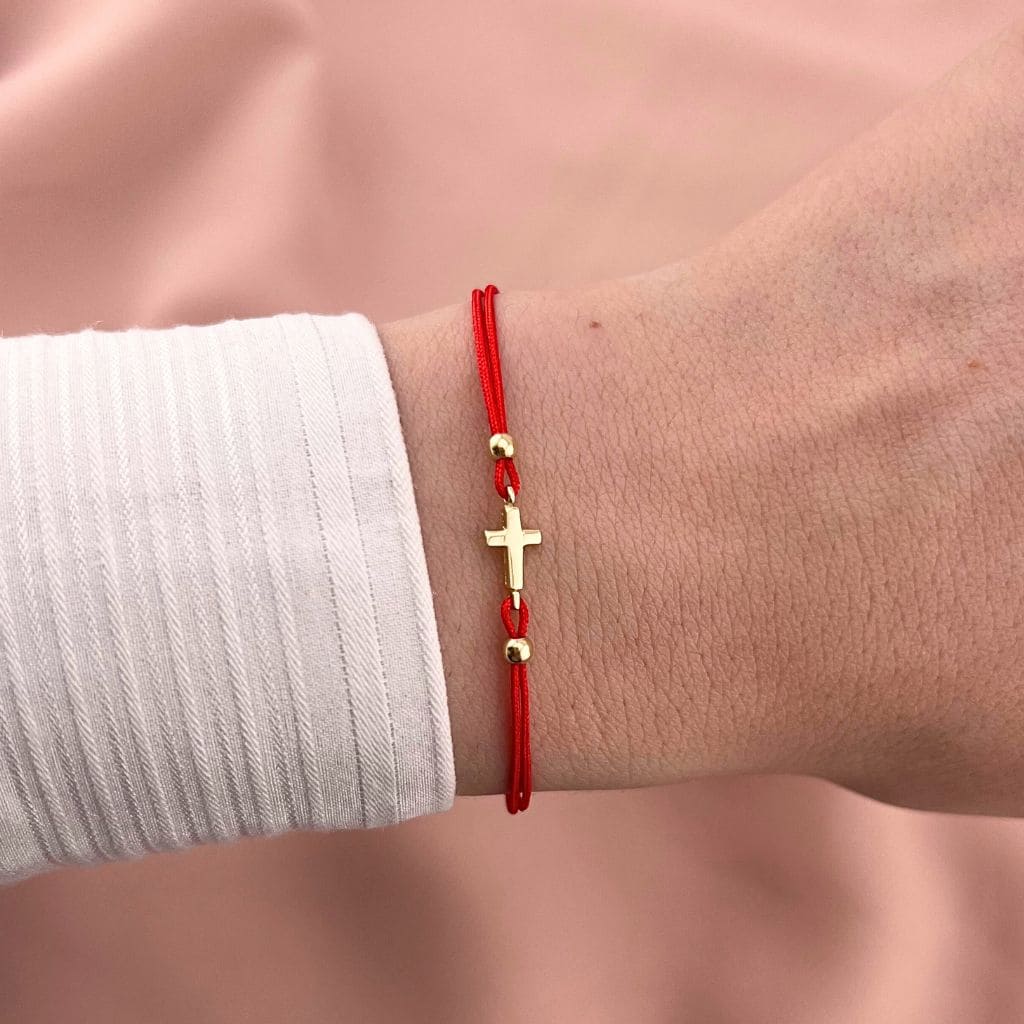Bratara Snur Aur 14k Cruce Clasica si Bile