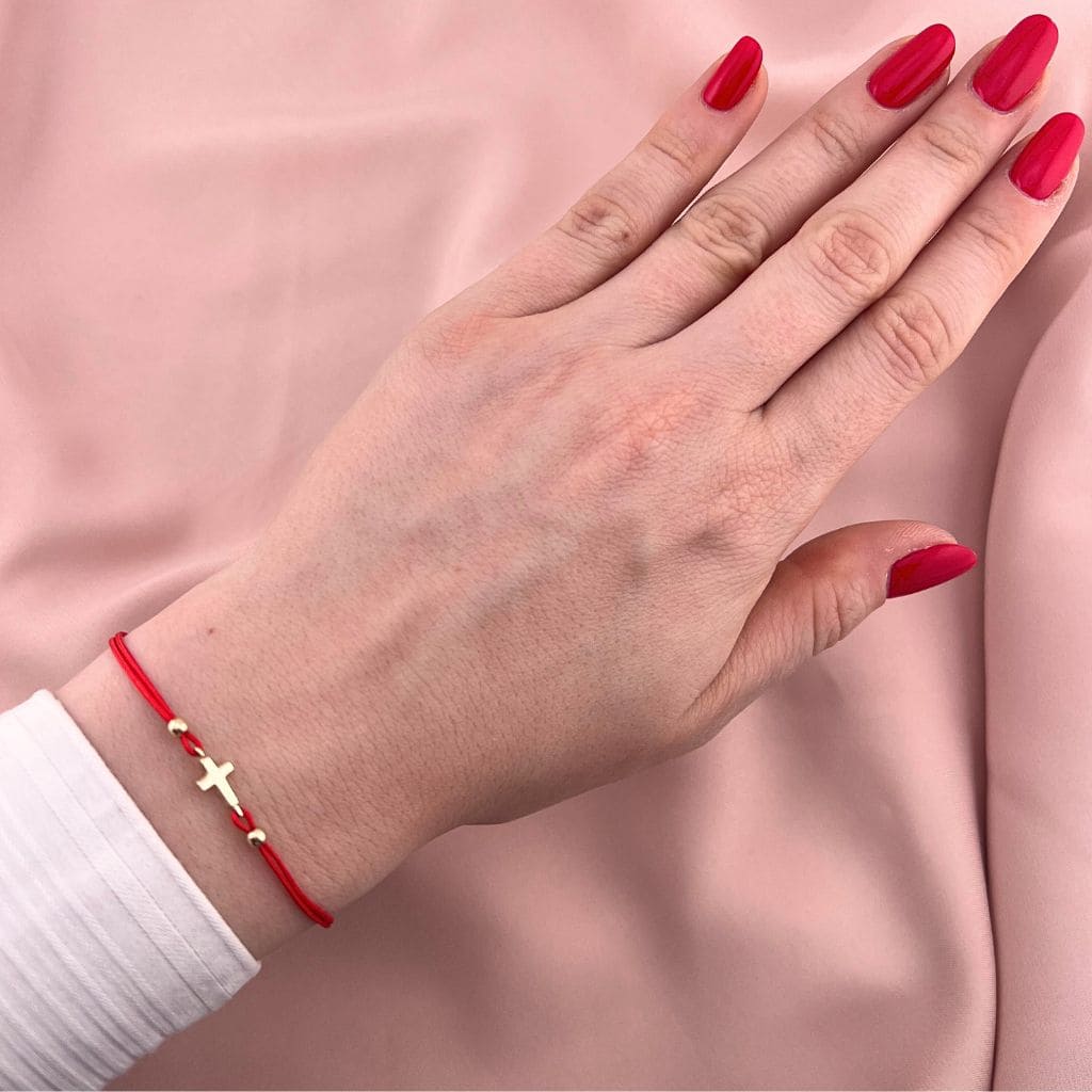 Bratara Snur Aur 14k Cruce Clasica si Bile