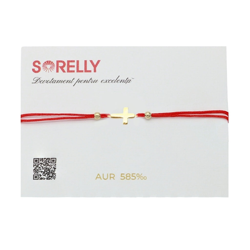 Bratara Snur Aur 14k Cruce Clasica si Bile