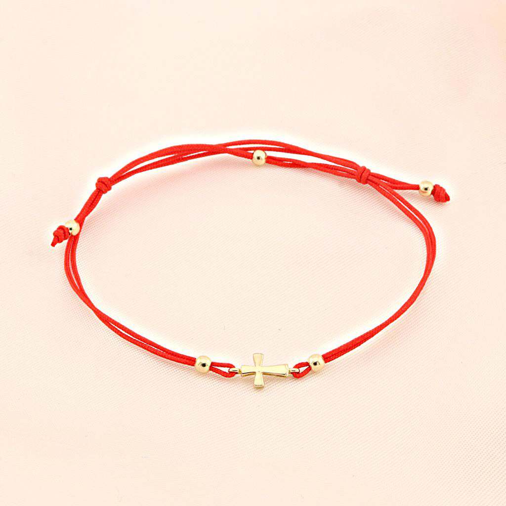Bratara Snur Aur 14k Cruce cu Bile