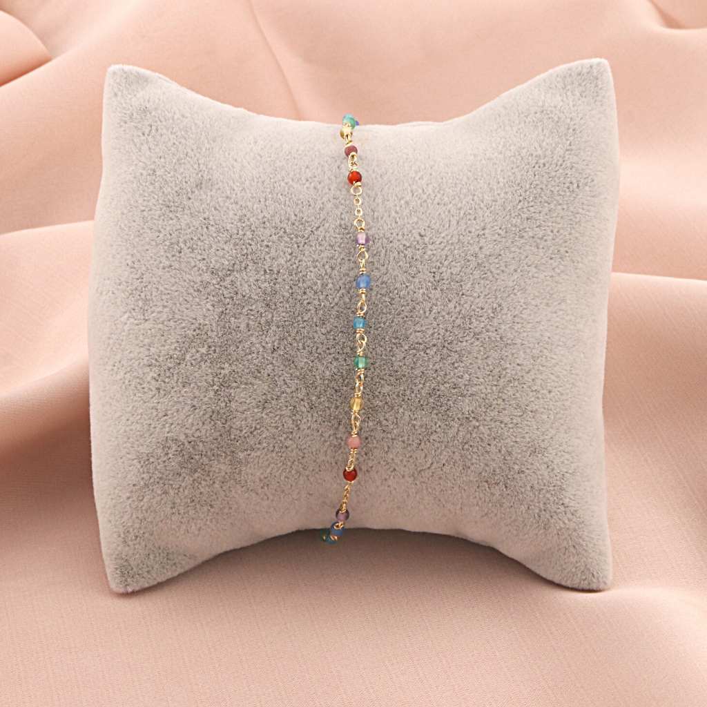 Bratara Aur 14k cu Bile si Pietre Rainbow