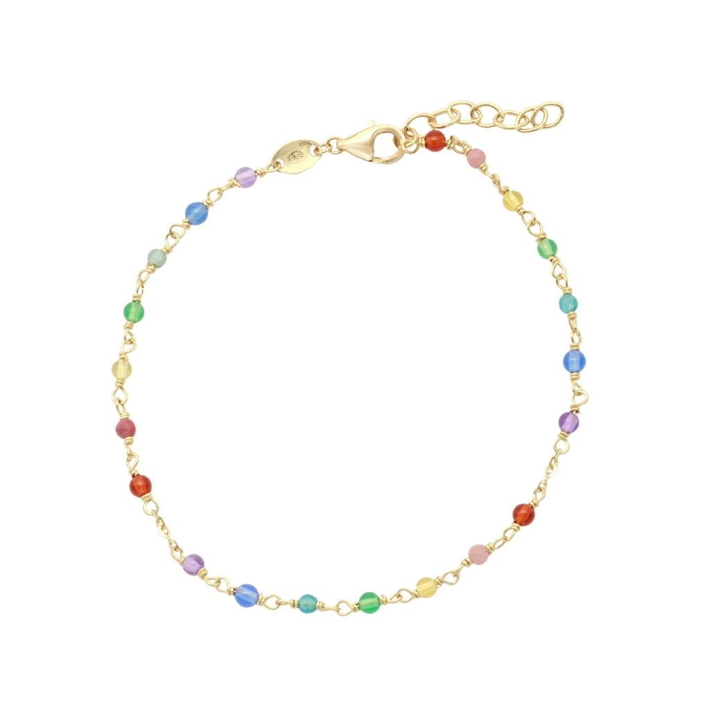 Bratara Aur 14k cu Bile si Pietre Rainbow