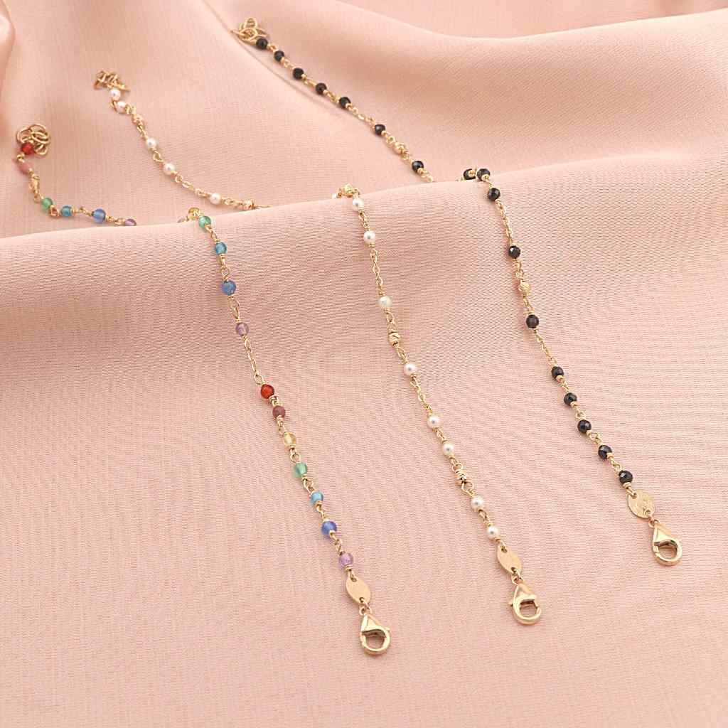 Bratara Aur 14k cu Bile si Pietre Rainbow