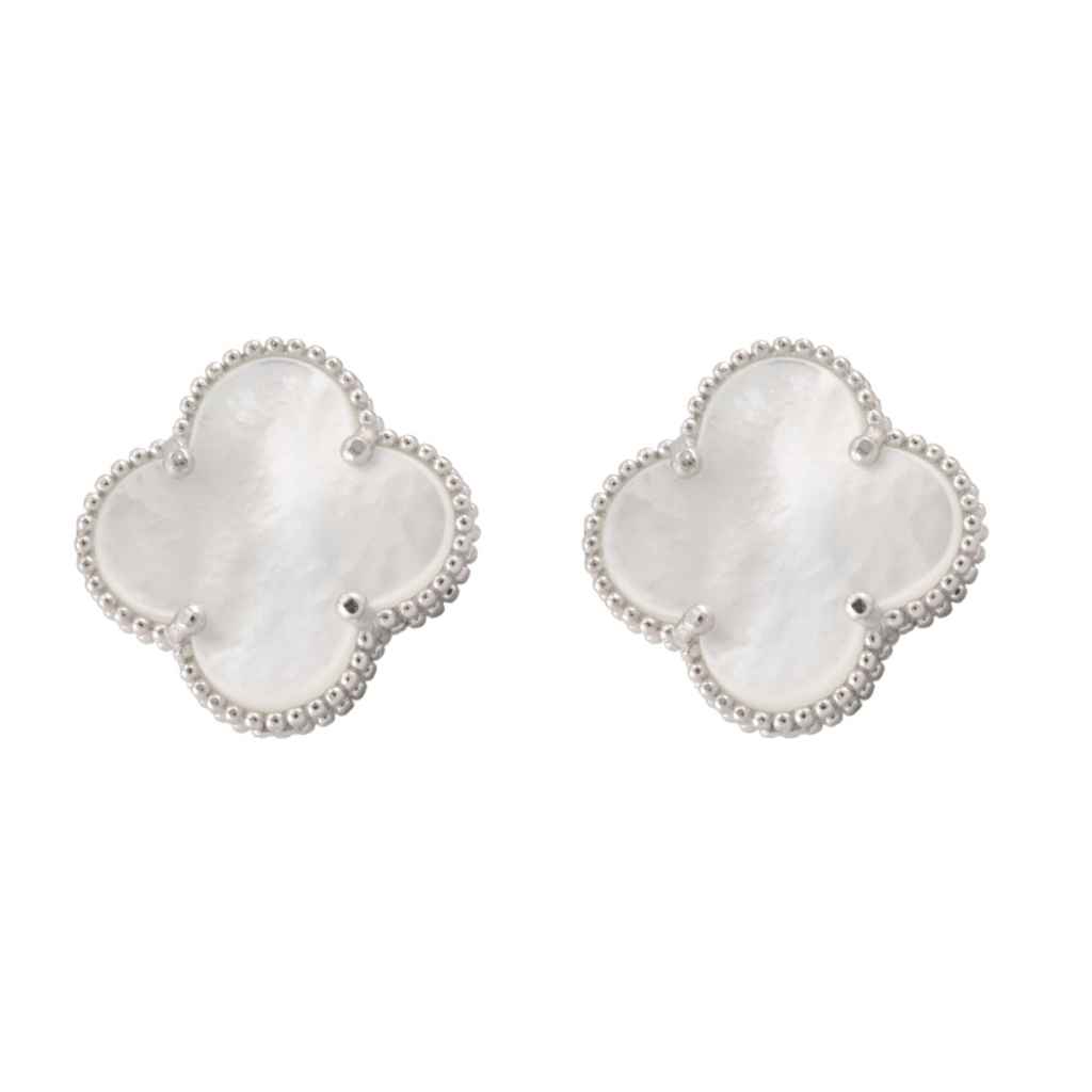 Cercei Argint Floare cu Sidef 1 cm
