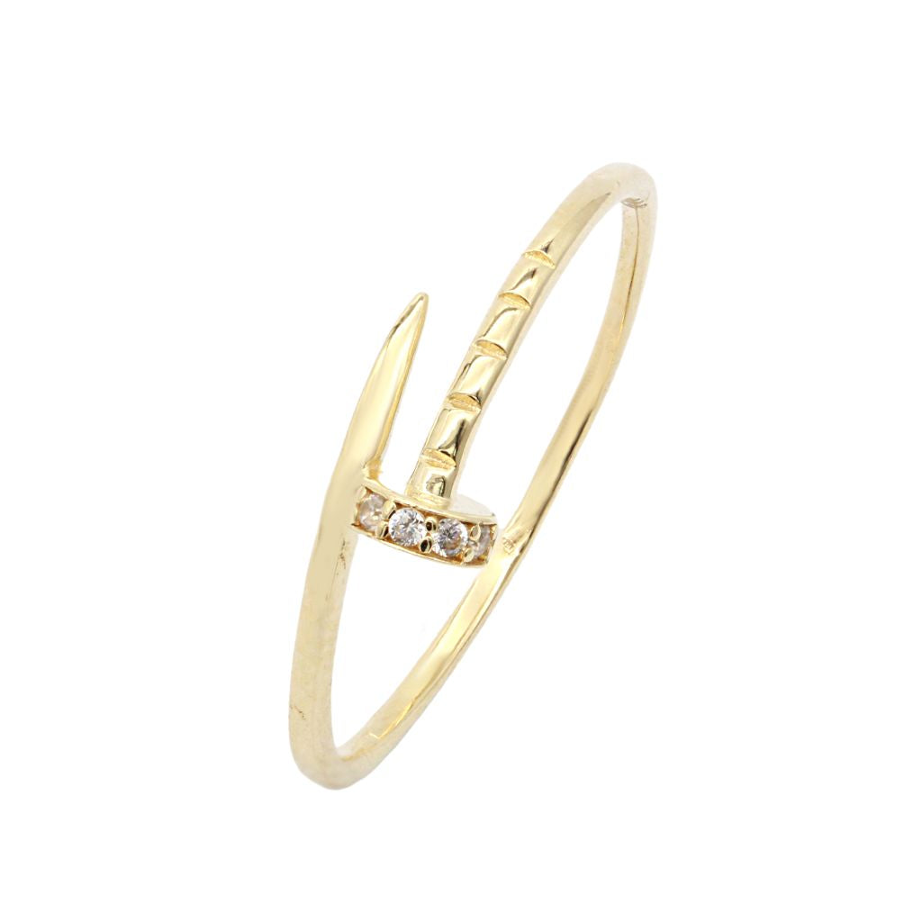 Inel Aur 14k Tip Cui cu Pietre Zirconia 1.5mm
