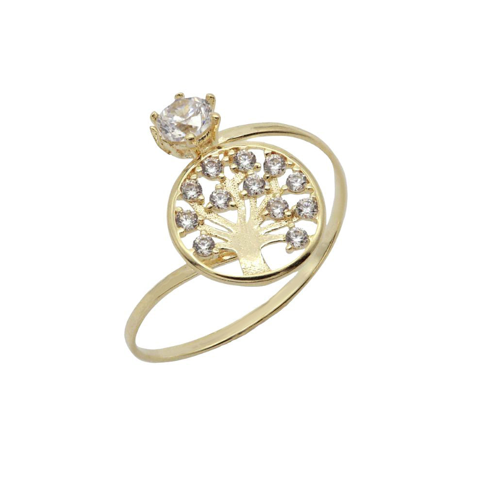 Inel Aur 14k Copacul Vietii cu Pietre Zirconia
