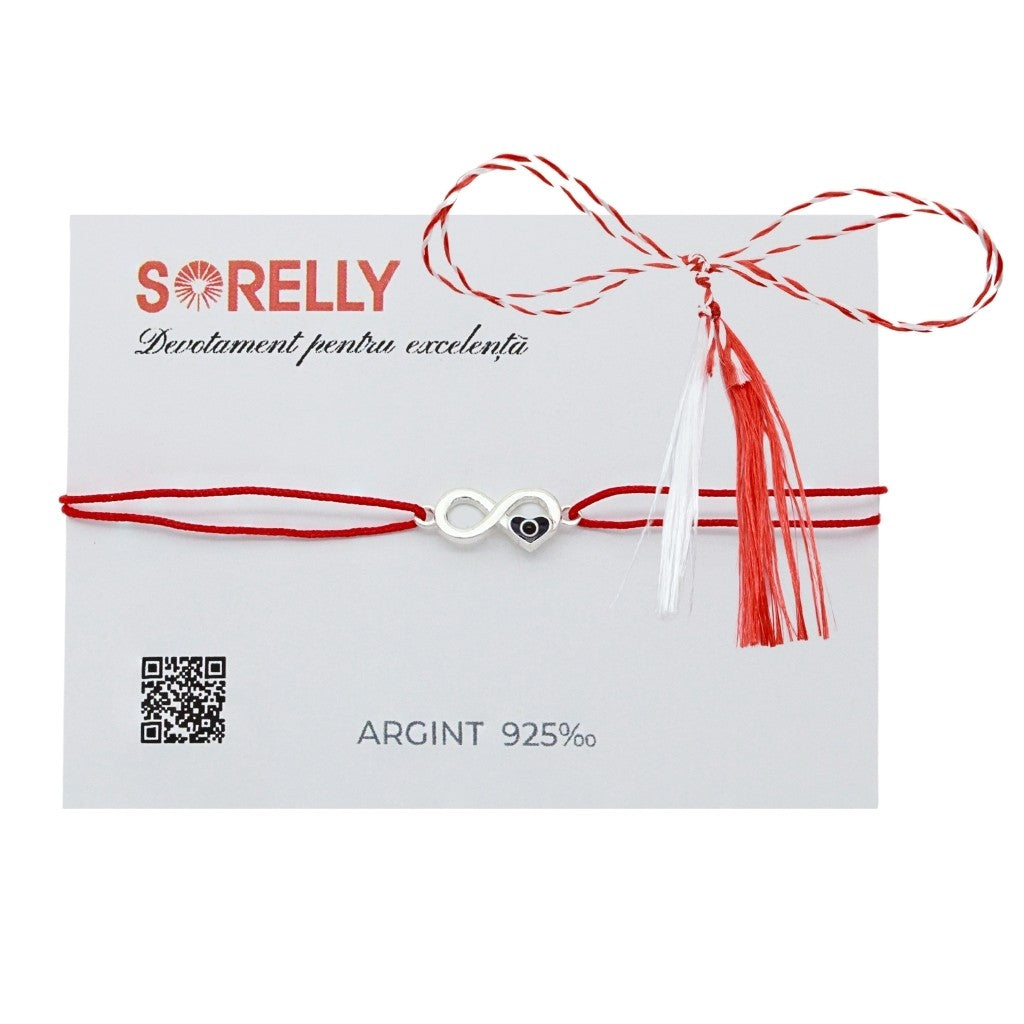 Martisor Bratara Argint Snur Infinit cu Inima Ochi de Deochi