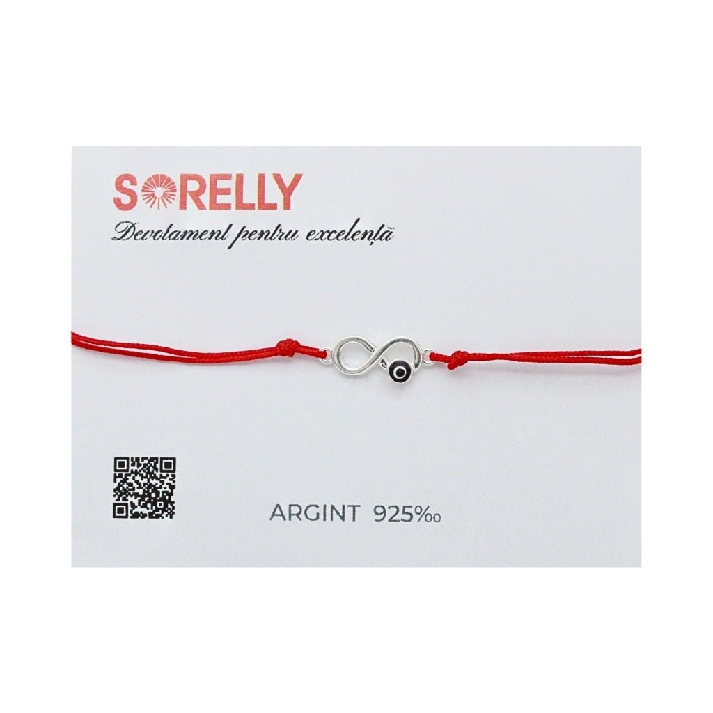 Martisor Bratara Argint Snur Rosu cu Infinit si Ochi de Deochi
