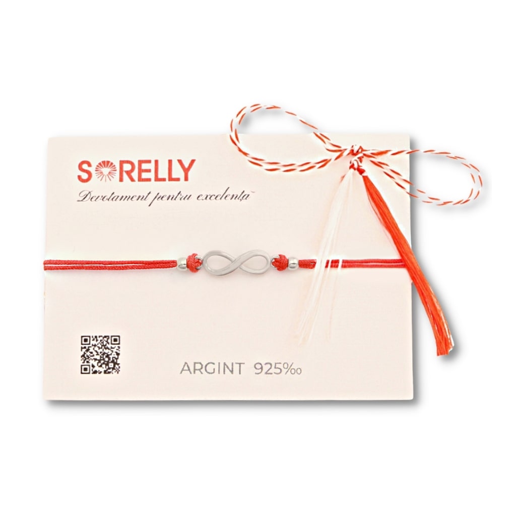 Martisor Bratara Argint Snur Rosu Infinit