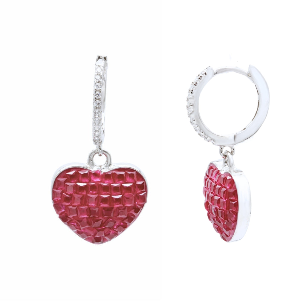 Cercei Argint Veriga Red Heart