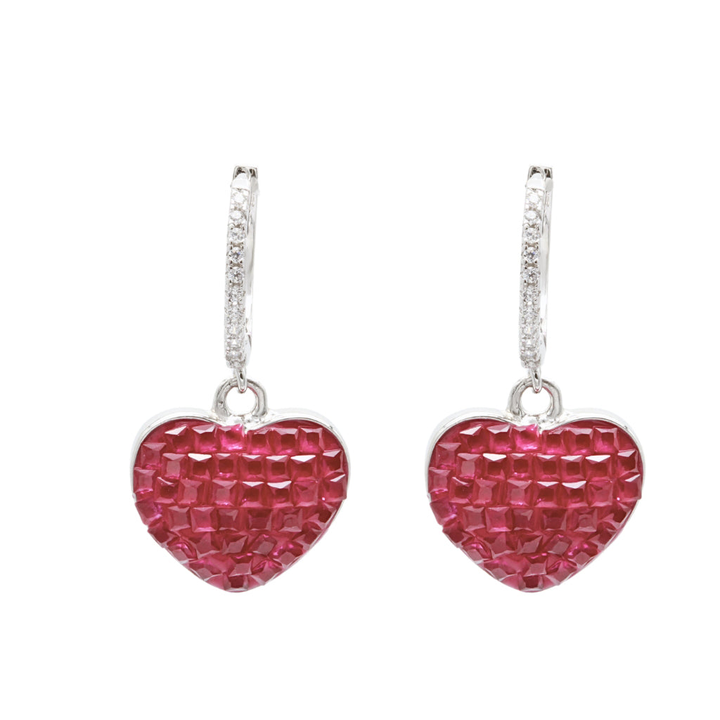Cercei Argint Veriga Red Heart
