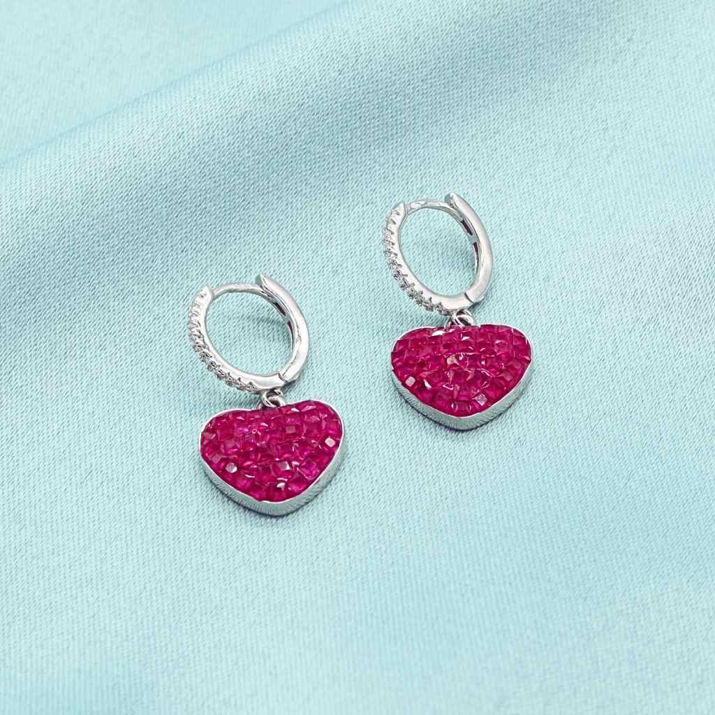 Cercei Argint Veriga Red Heart