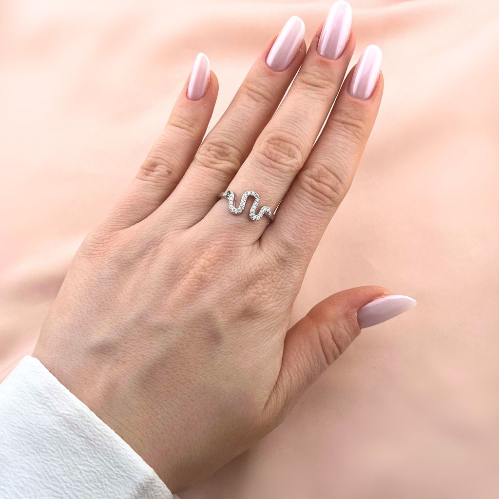 Inel Argint Minimalist Snake cu Pietre Zirconia
