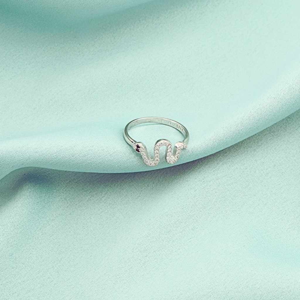 Inel Argint Minimalist Snake cu Pietre Zirconia