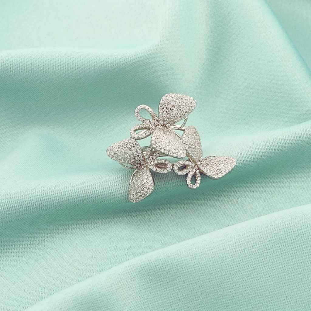 Inel Argint Fluturi cu Pietre Zirconia