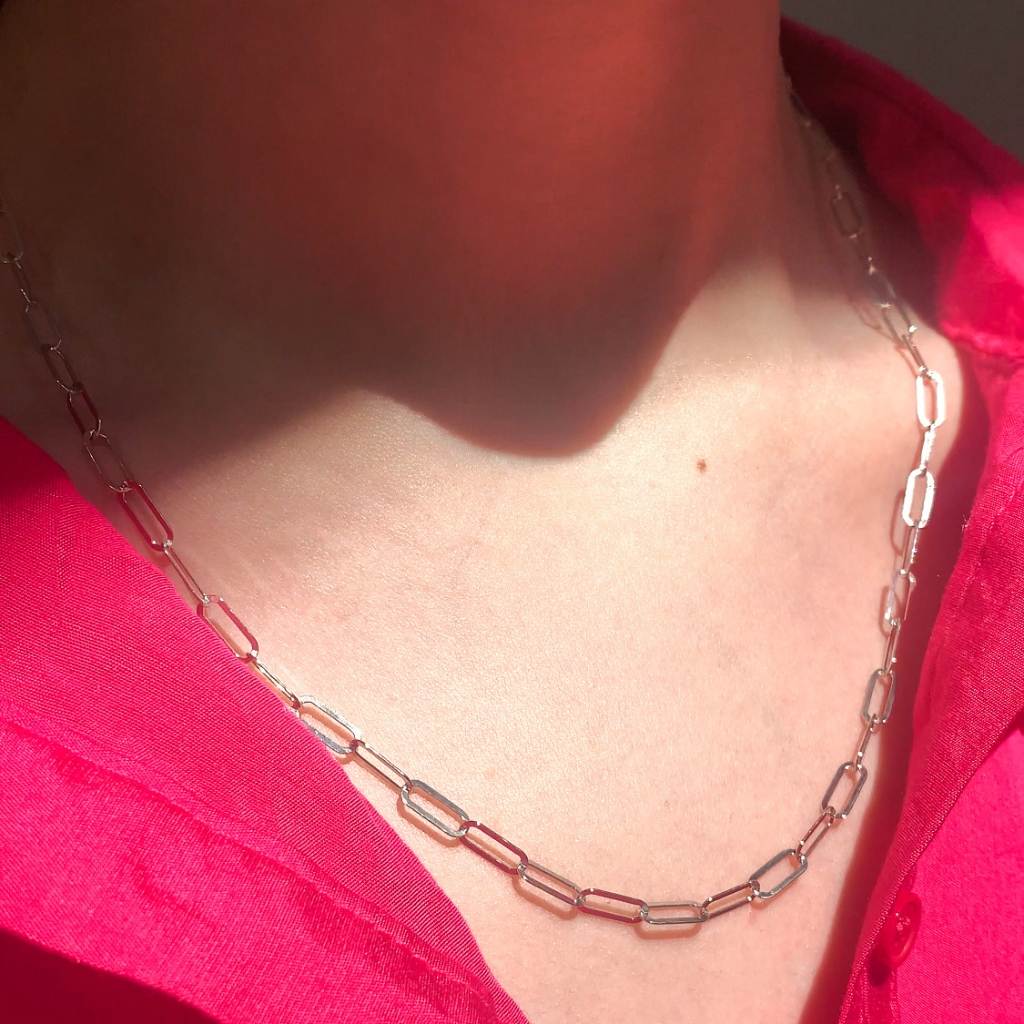Lant Argint cu Zale Paperclip