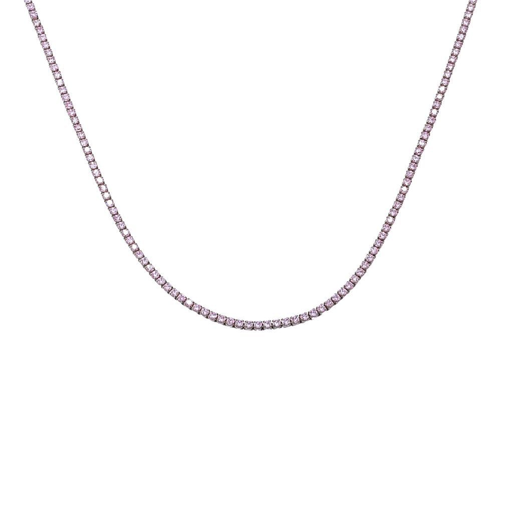 Lant Argint Tennis cu Pietre Zirconia Baby Pink