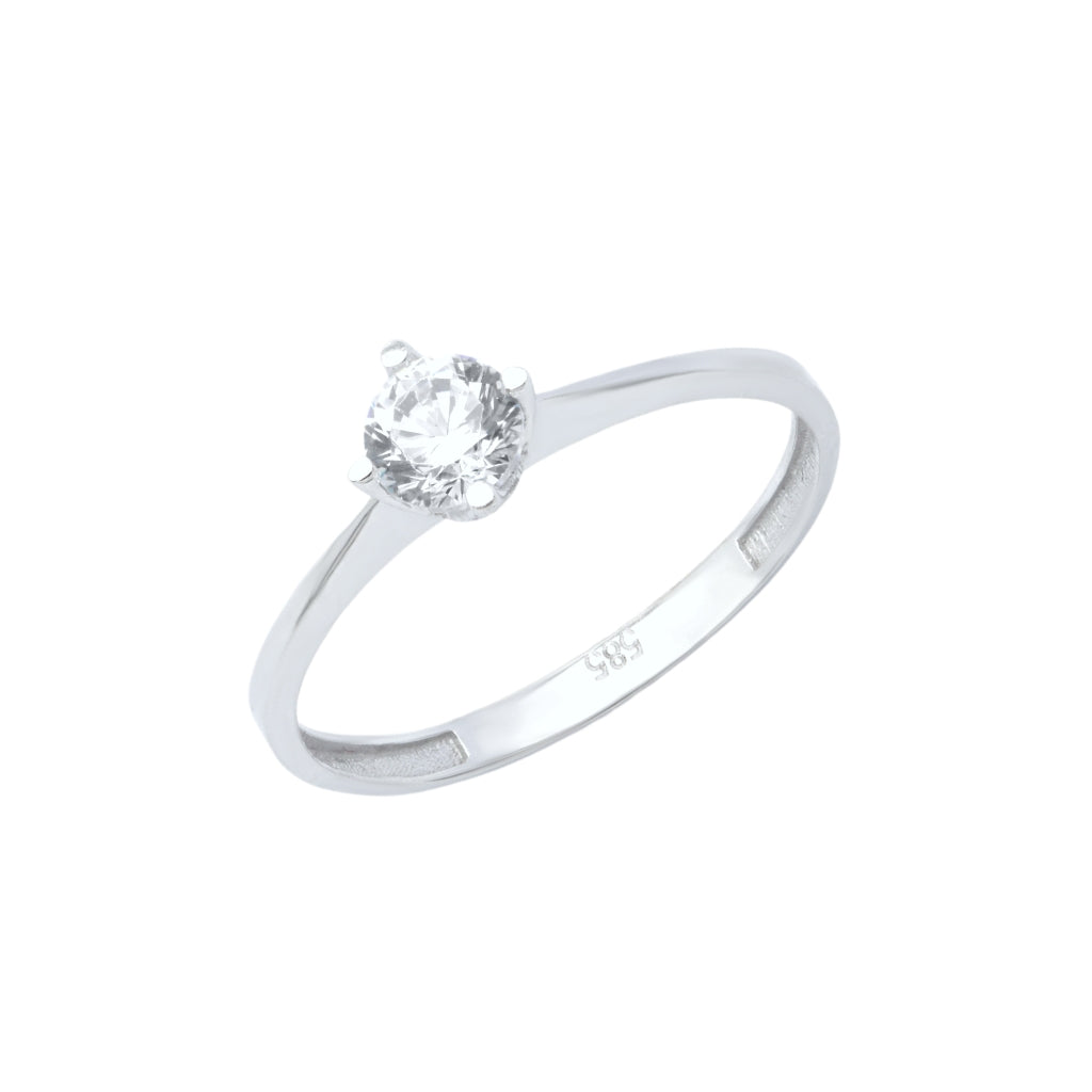 Inel Solitaire Aur Alb 14k Classic Round Shape