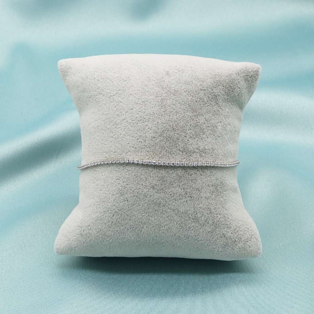 Bratara Aur Alb 14k cu Pietre Albe 1 mm