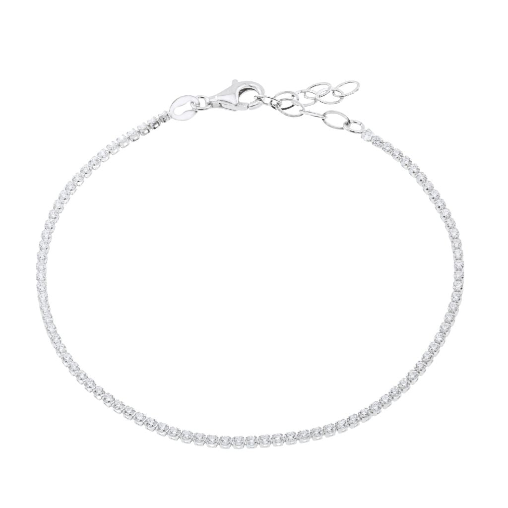 Bratara Aur Alb 14k cu Pietre Albe 1 mm