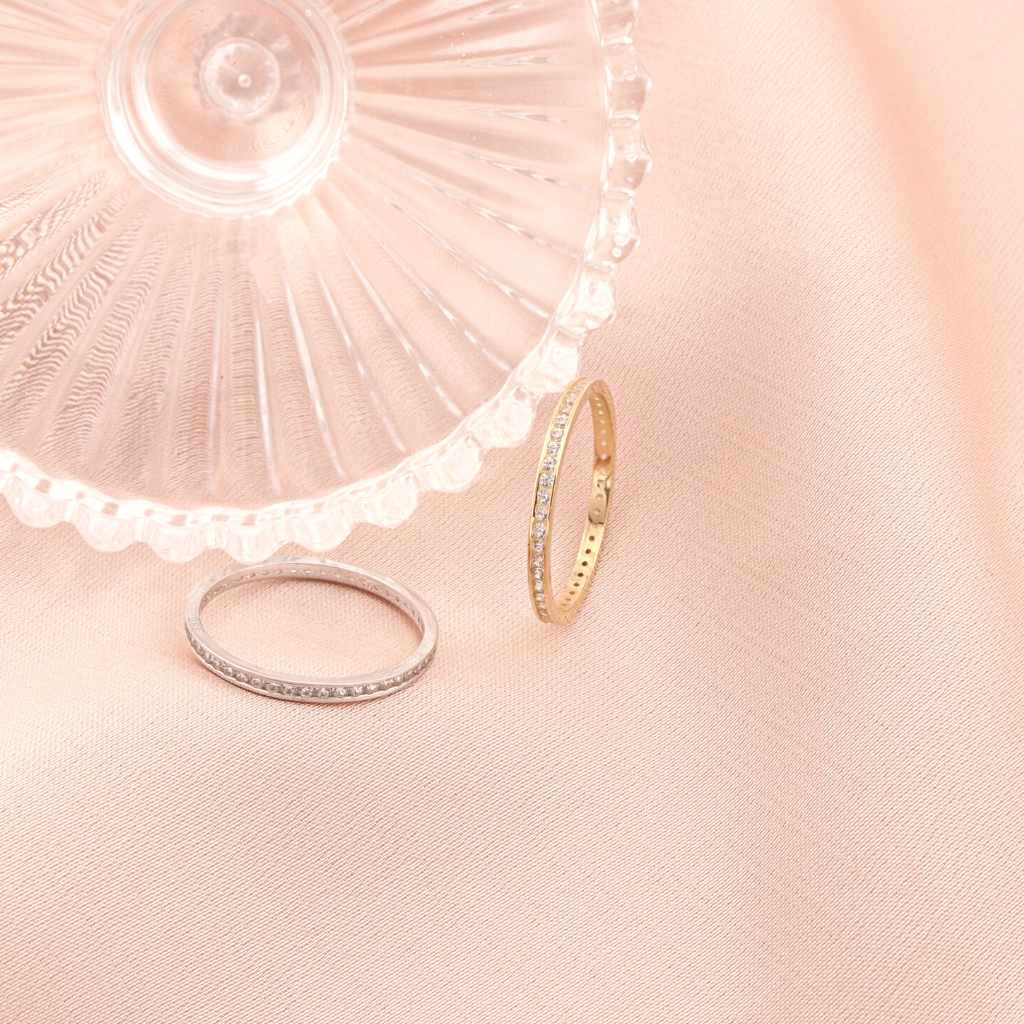 Inel Aur 14k Eternity cu Pietre Albe 1mm