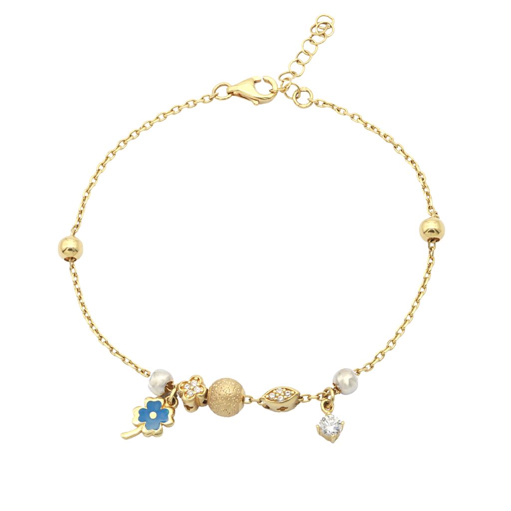 Bratara Aur 14k cu Trifoi si Talismane Charm