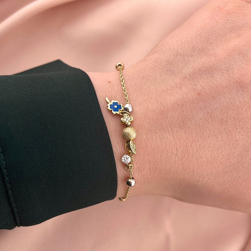 Bratara Aur 14k cu Trifoi si Talismane Charm