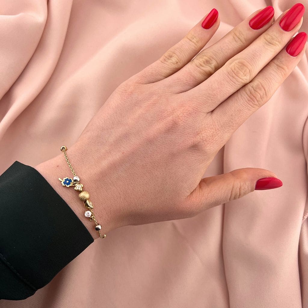 Bratara Aur 14k cu Trifoi si Talismane Charm