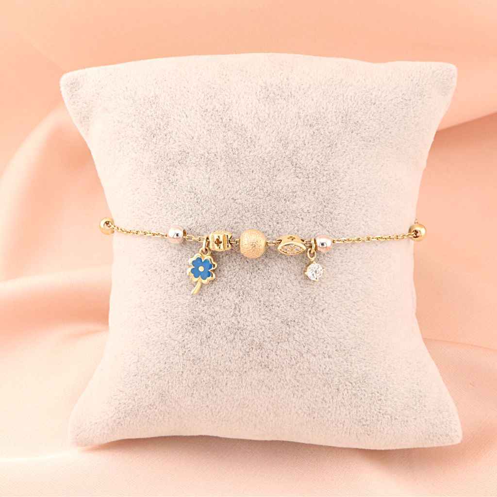 Bratara Aur 14k cu Trifoi si Talismane Charm