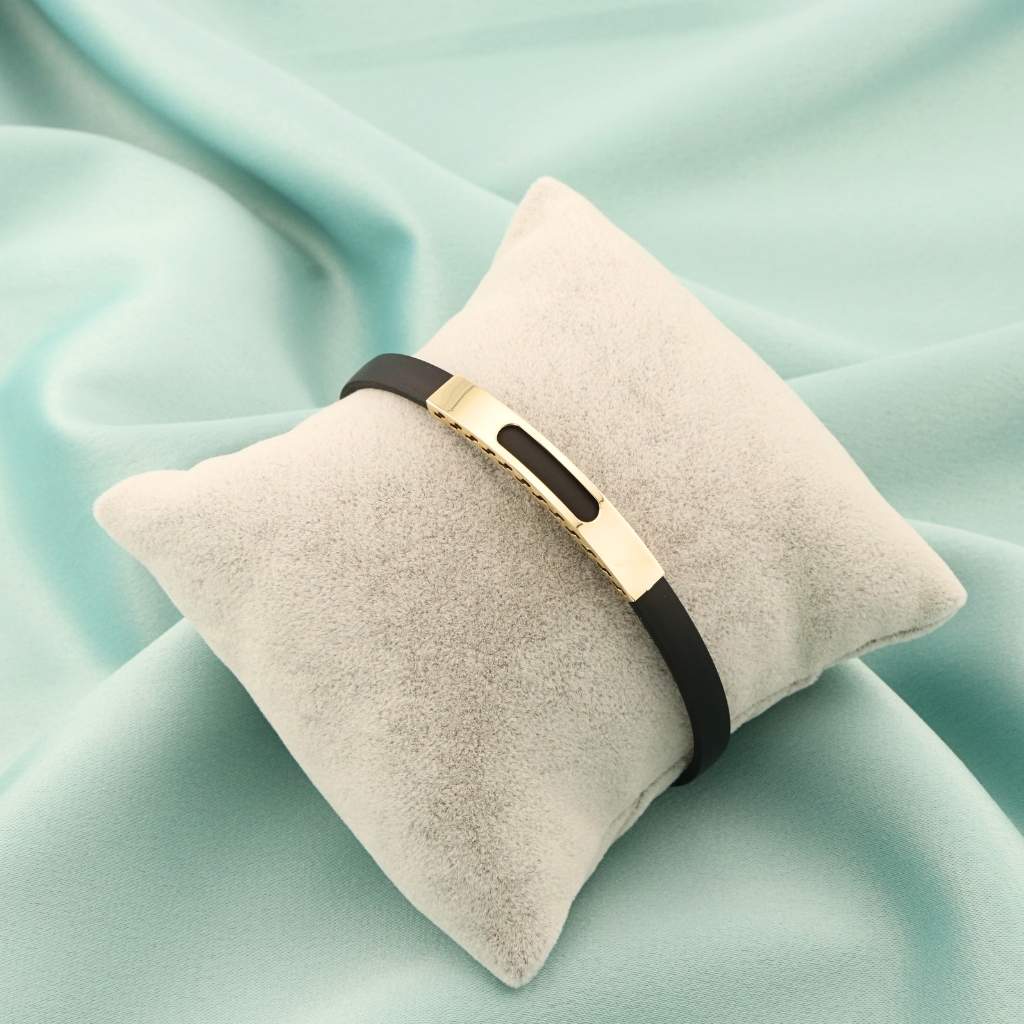 Bratara Aur 14k Silicon cu Placuta cu Model Geometric