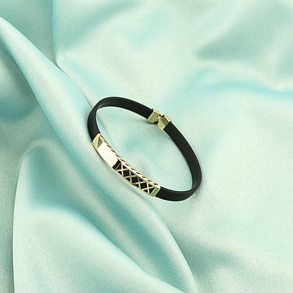 Bratara Aur 14k Silicon si Placuta cu Model Geometric