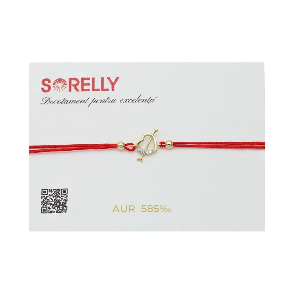 Bratara Aur 14k Snur Rosu Arrow Heart