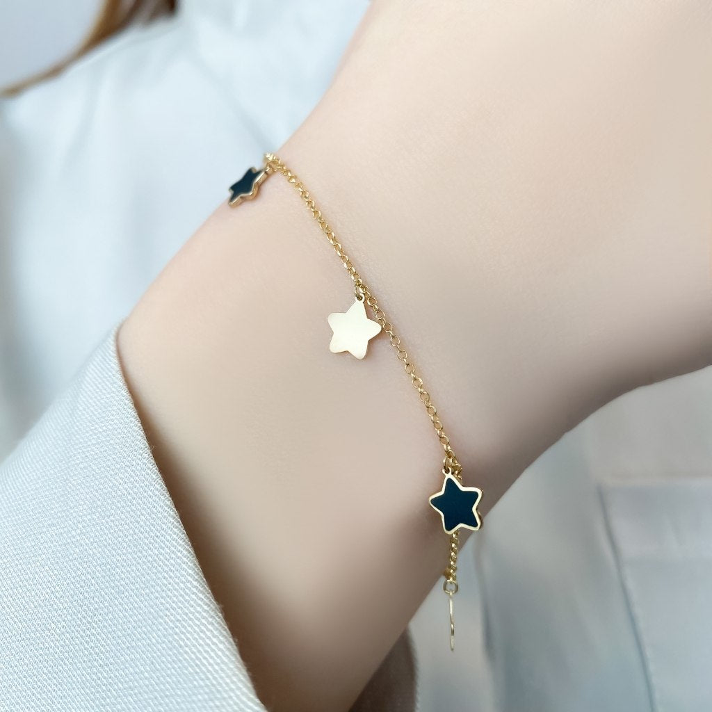 Bratara Aur 14k Stelute cu Onix