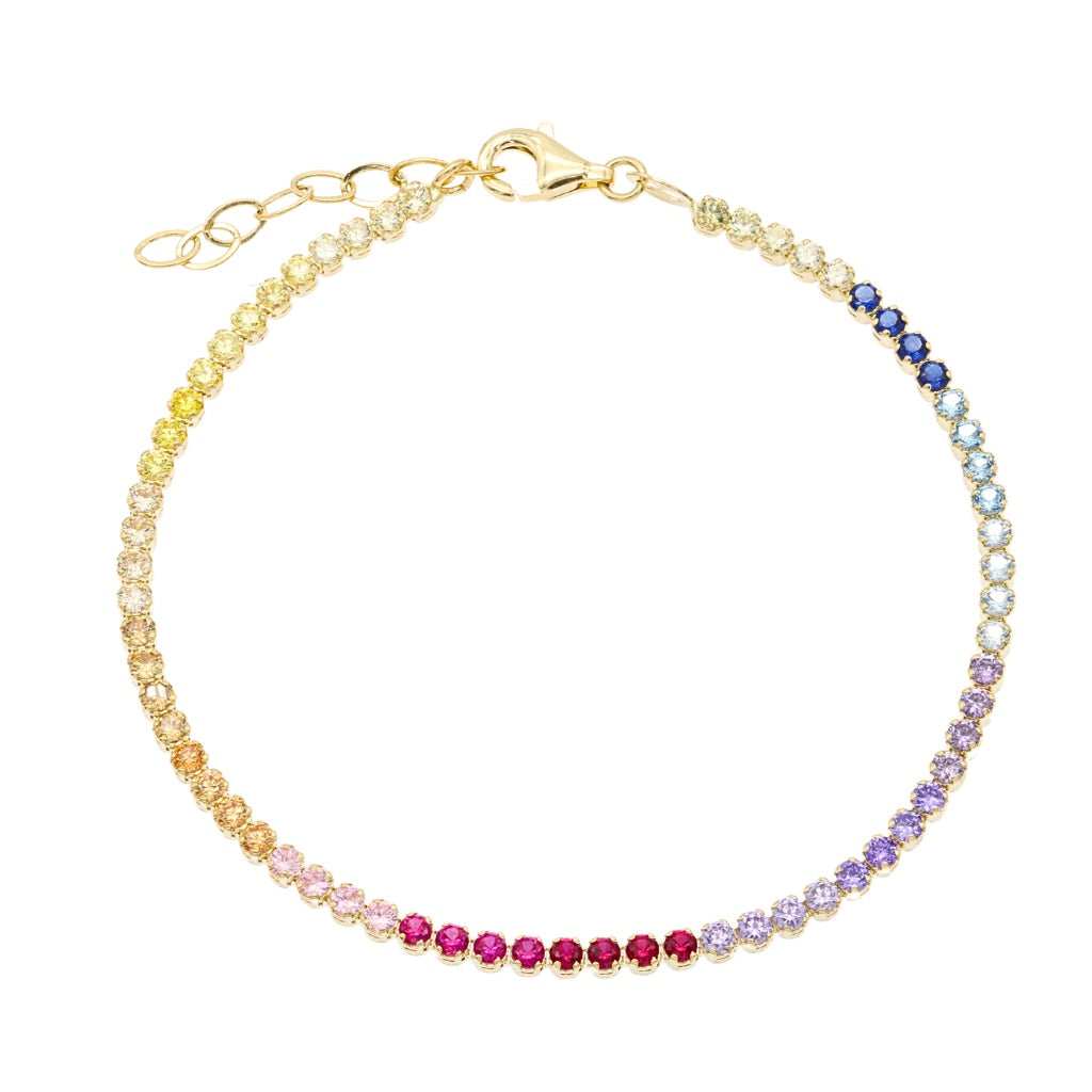 Bratara Aur 14k Tennis cu Pietre Multicolore