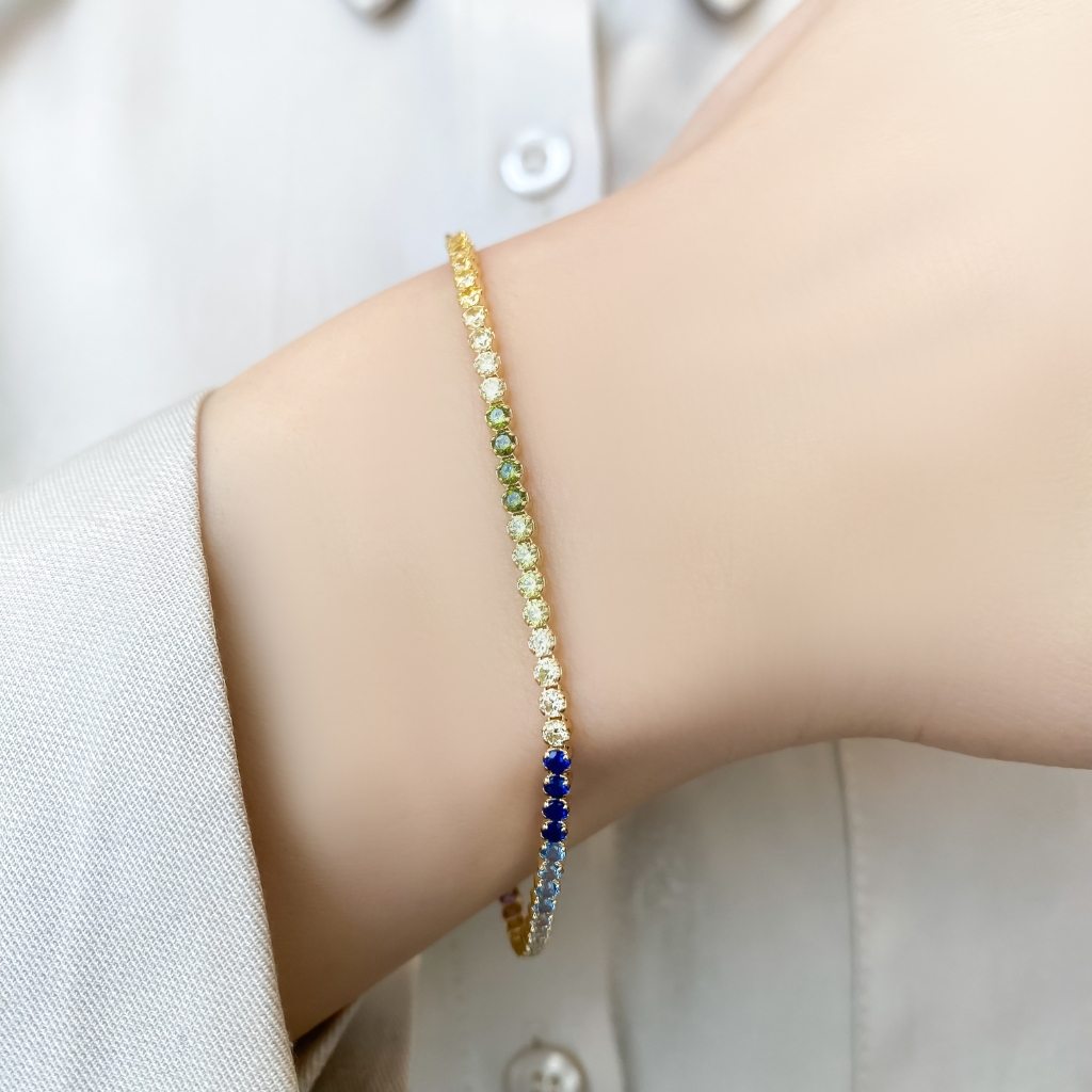 Bratara Aur 14k Tennis cu Pietre Multicolore