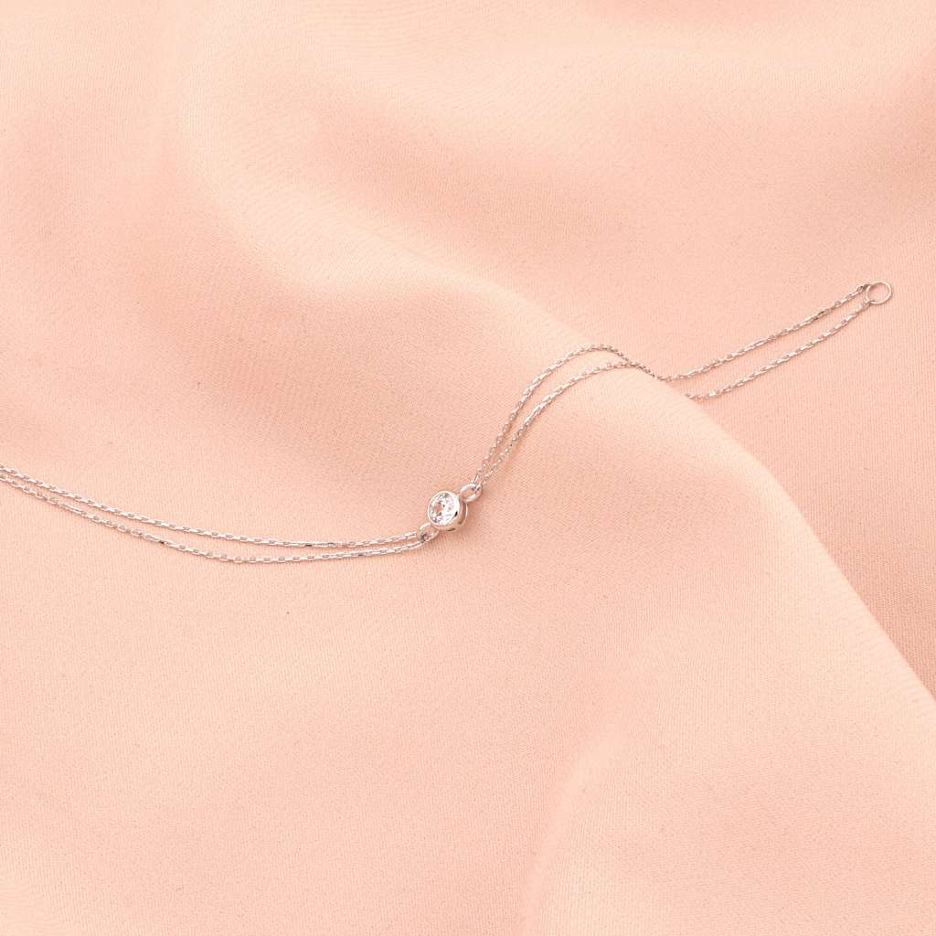 Bratara Aur Alb 14k cu Piatra Zirconia Clasica