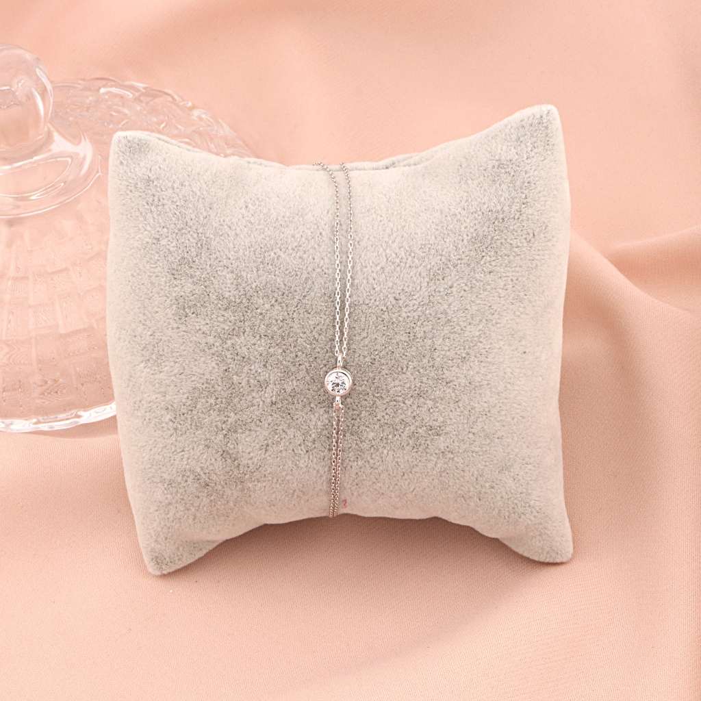 Bratara Aur Alb 14k cu Piatra Zirconia Clasica