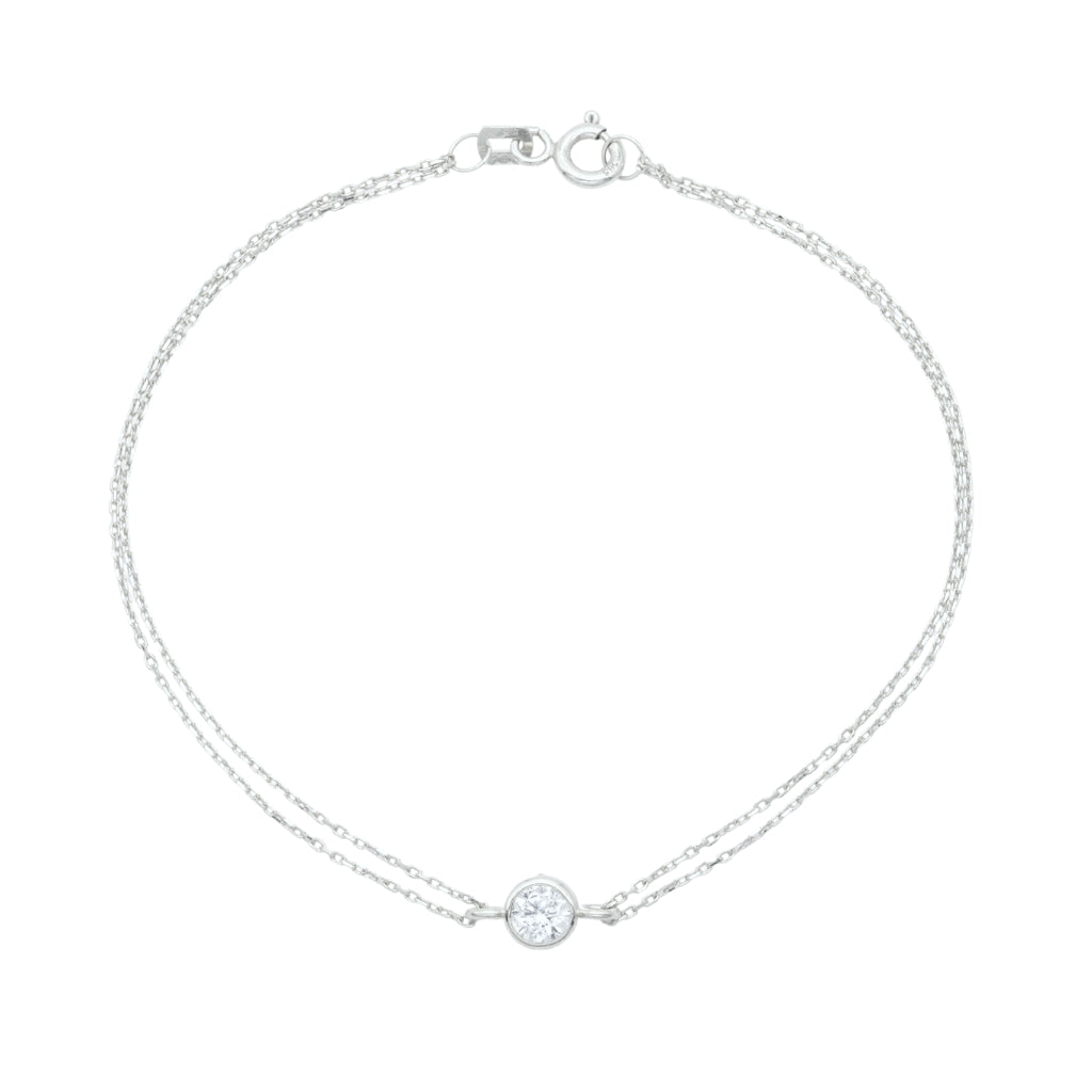 Bratara Aur Alb 14k cu Piatra Zirconia Clasica